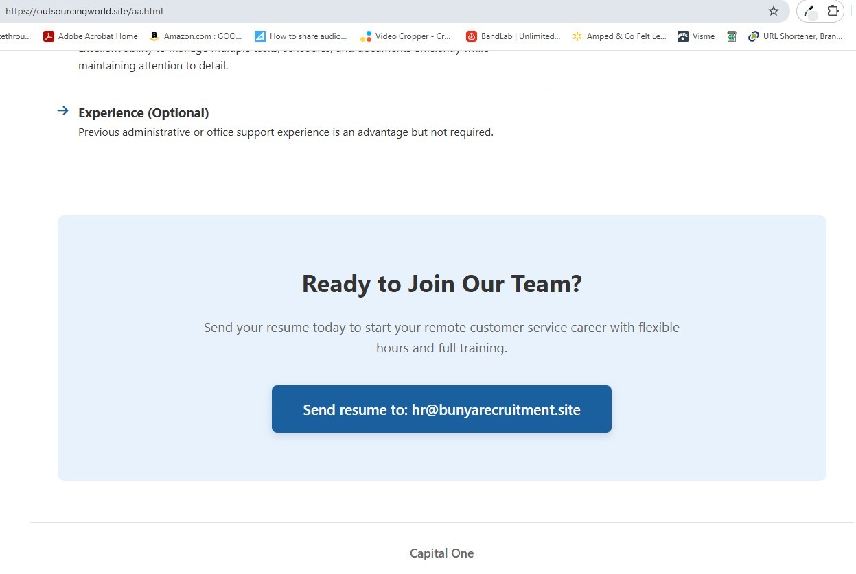 Resume collection instructions to hr@bunyarecruitment.site