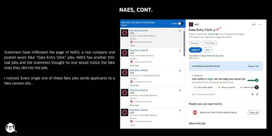 Seven duplicate Data Entry Clerk listings under NAES