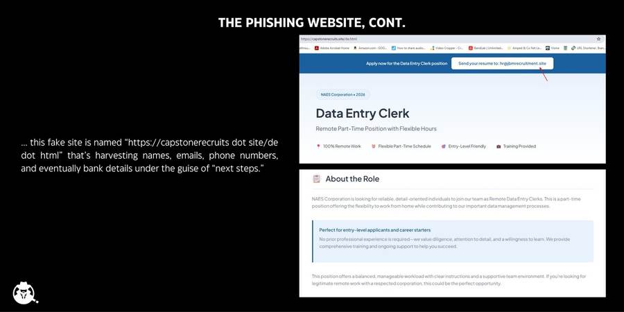 Fake capstonerecruits.site careers page impersonating NAES