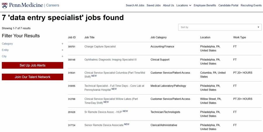 Penn Medicine's real careers site with no matching listing