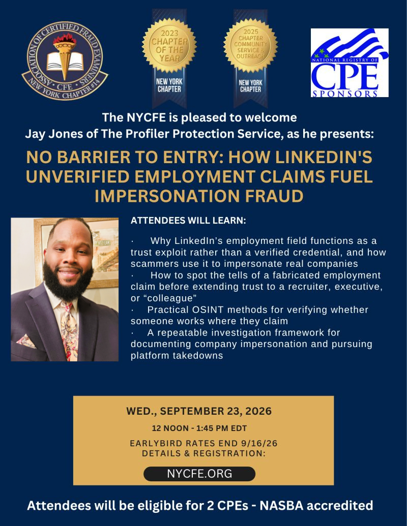 NYCFE presents Jay Jones, The Profiler -- No Barrier to Entry